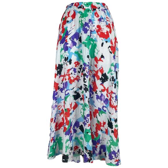 Tanya Taylor Jeana Silk Blend Pleated Midi Skirt Multi Color Size 12 - Picture 4 of 10